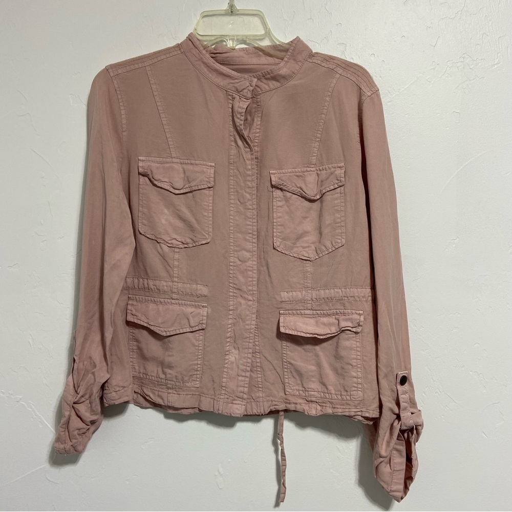 Sanctuary Blush Pink Blouse FLAW Women's Medium Button Front Drawstring Waist